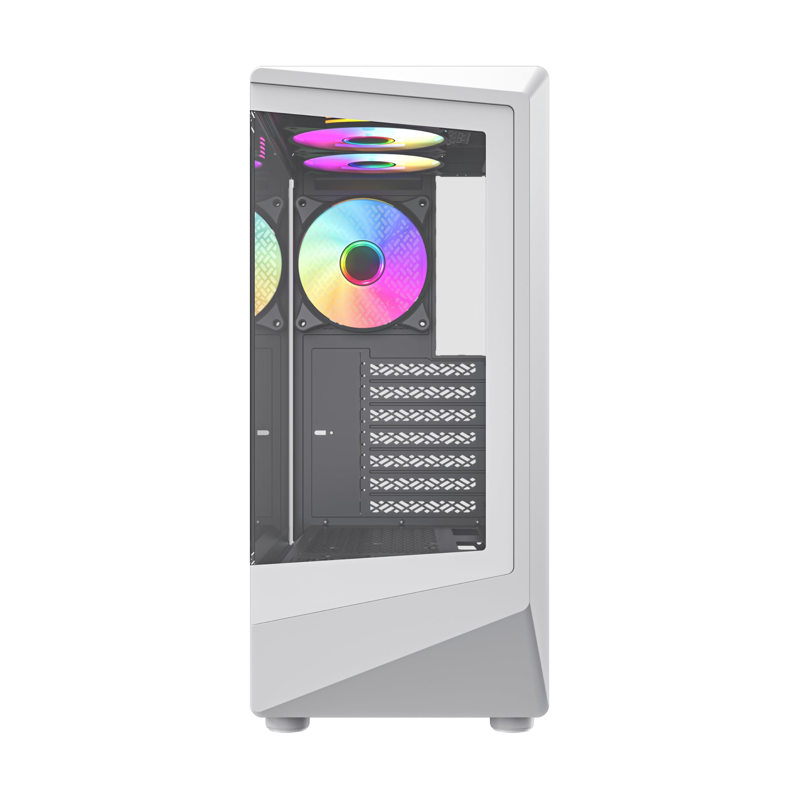 TEROS 13122G Caja PC Gaming ATX Caja Blanca Torre de hasta 5 Ventiladores Frontal ARGB, compacta