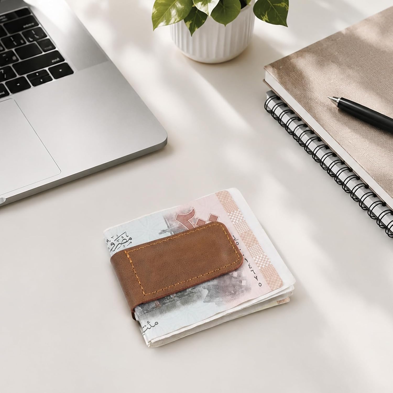 Magnetic Money Clip Leather Money Holder Slim Business Card Holder Pocket Cash Wallet Minimalist Design for Men image 4