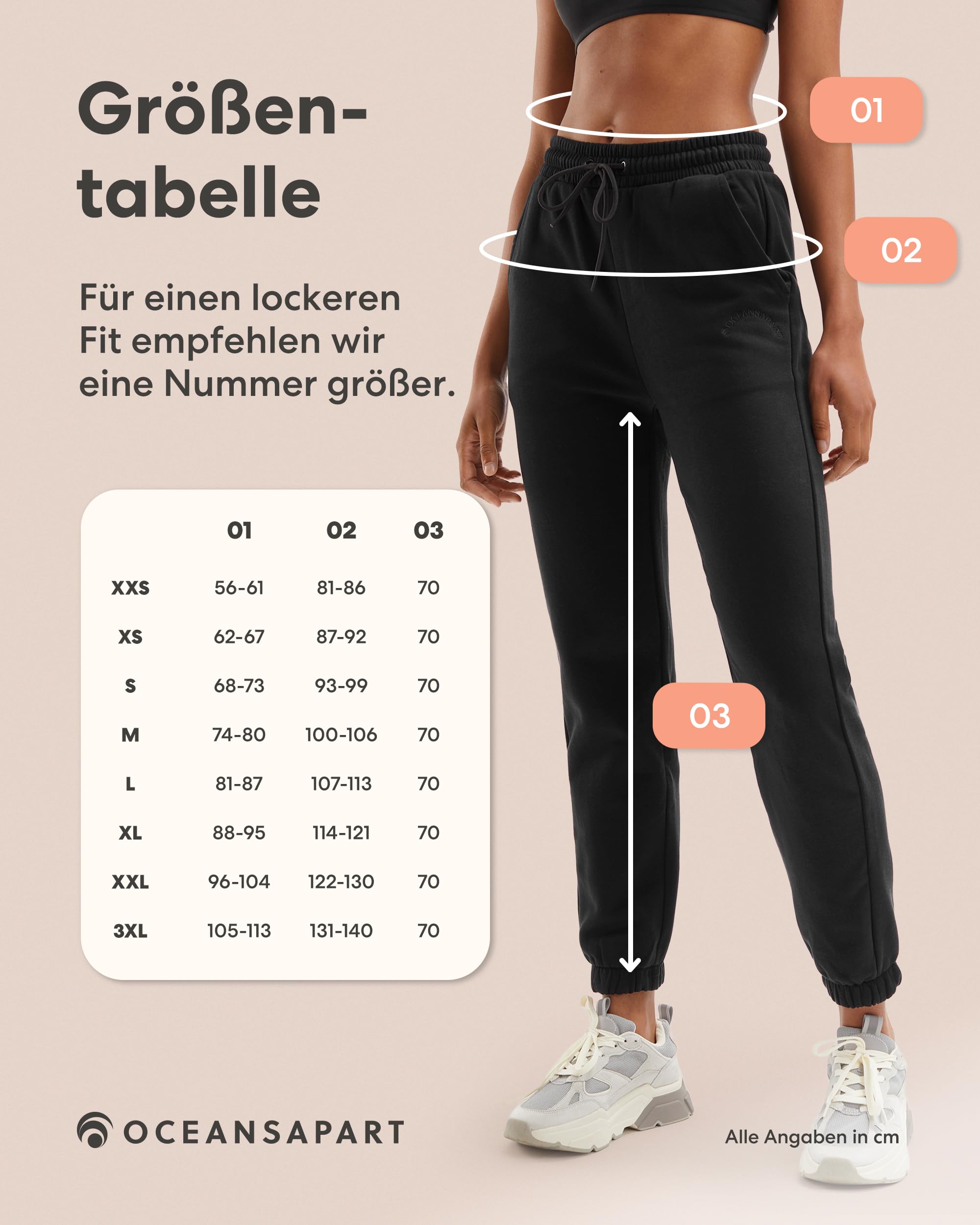 OCEANSAPART Charly Sweat Pant - Damen Jogginghose Baumwolle Taschen | Elastischer Kordelzug & Schmal Zulaufend – Kuschlig Weich & Atmungsaktiv – Sweatpants für Yoga