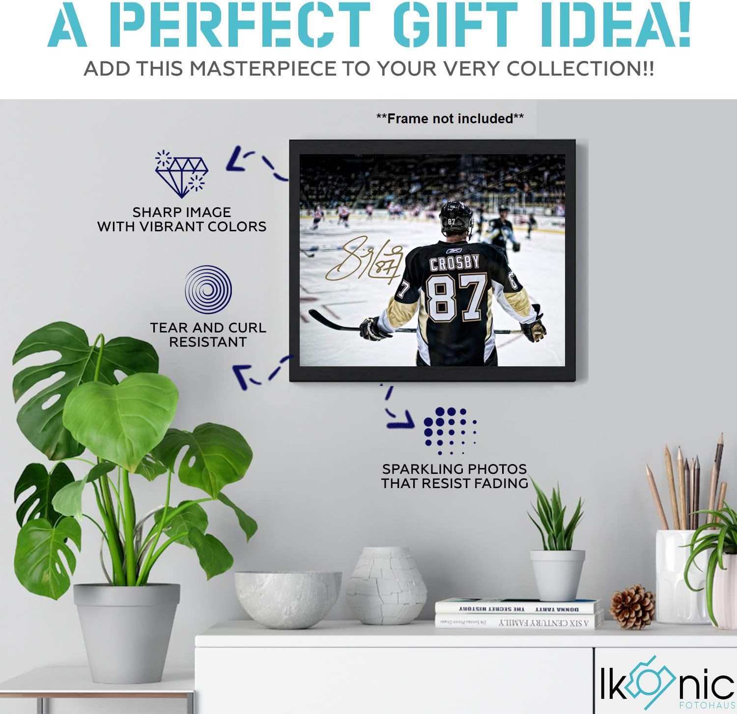 Ikonic Fotohaus Sidney Crosby Signed Photo Autograph Print Wall Art Home Decor - Image 3