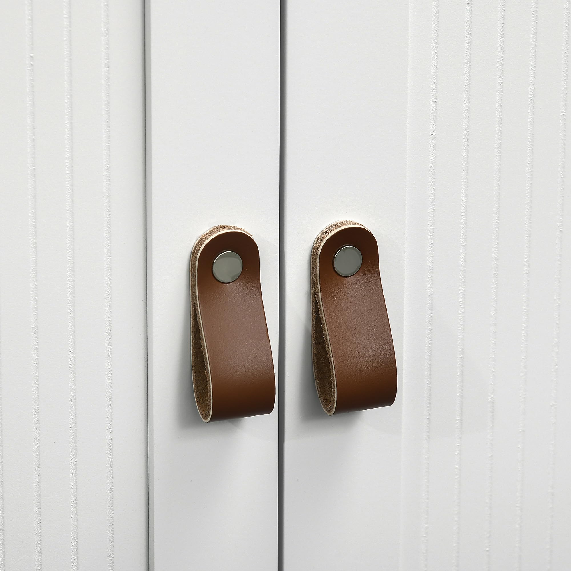 kleankin Meuble sous-Vasque, Meuble sous-Vasque pour Salle de Bains, 2 Portes, étagère réglable, 2 étagères intérieures, poignées PU, 60 x 30 x 60 cm, Blanc
