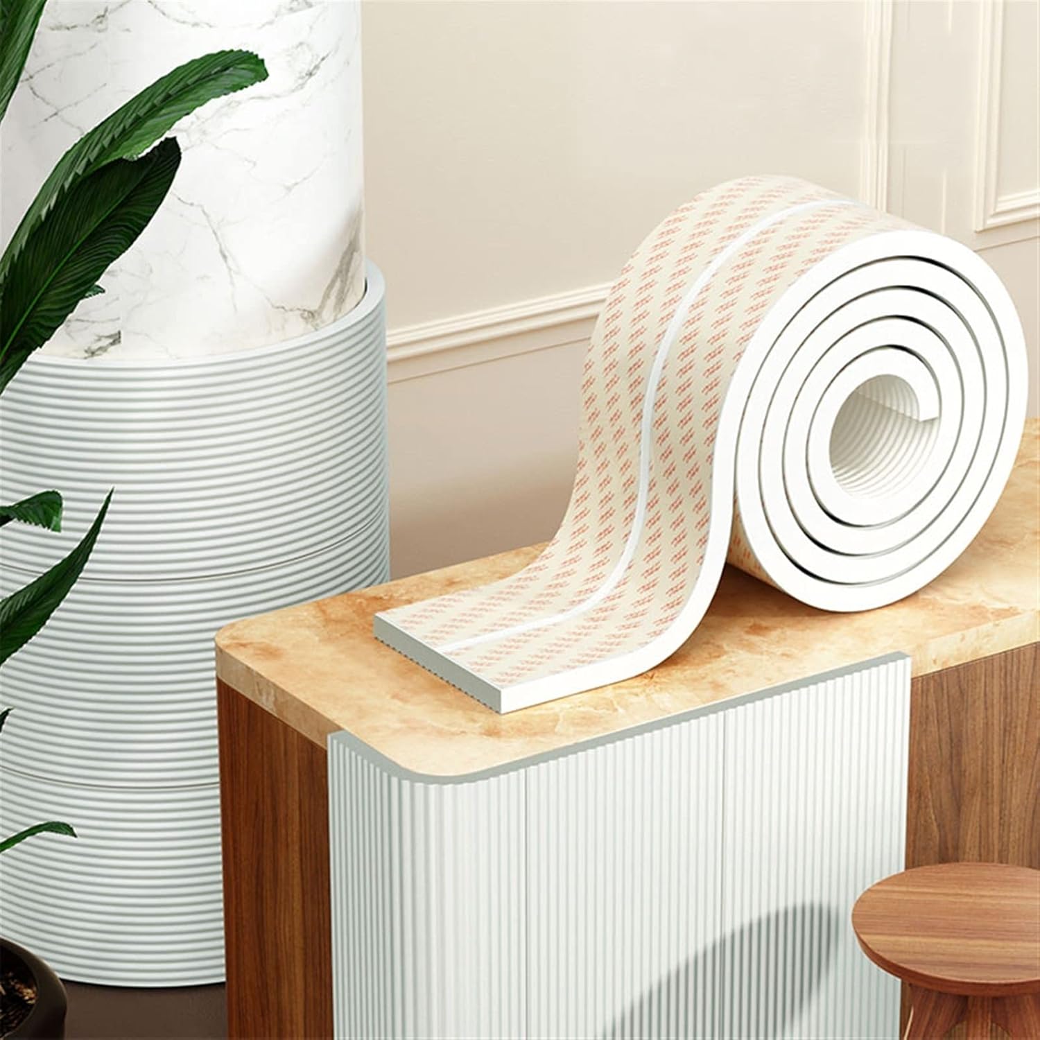 Edge and Corner Guard Protector, Table Corner Protectors Guards Safety Bumpers Covers for Furniture Fireplace Desk, Pre-Tapep Adhesive Kids Safety Edge Protector Strip ( Color : White , Size : (L)5m/1