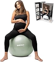 BABYGO Birthing Ball with Pregnancy Book - Anti-Burst Exercise Ball for Labor Relief, Yoga, All Trimesters & Postpartum Recovery (65cm/75cm)