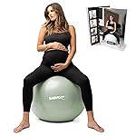 BABYGO Birthing Ball - Pregnancy Yoga Labor & Exercise Ball & Book Set Trimester Targeting, Maternity Physio, Birth & Recovery Plan Included Anti Burst Eco Friendly (Sage, 75cm)