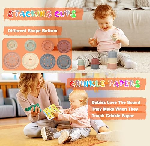 Miniatura 4 de Juguetes para bebés de 6 a 12 meses, juguete Montessori 7 en 1 para niños de 6-9-12-18 meses con juguete de cuerda de tirar, juguetes sensoriales