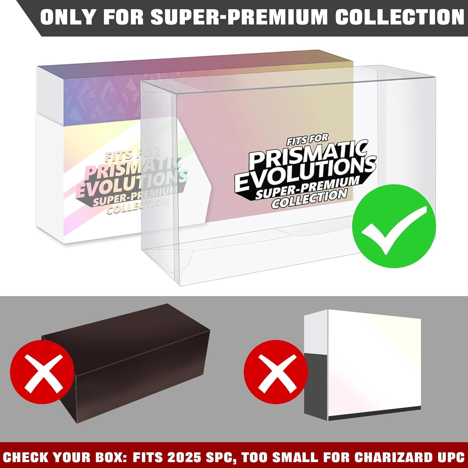 DEDC 2PCS Plastic Protector for Prismatic Evolutions Super-Premium Collection 2025 Release, Clear PET Display Case 14.4"x6.92"x3.46" Tailored for 2025 SPC Only (Not for UPC Series)