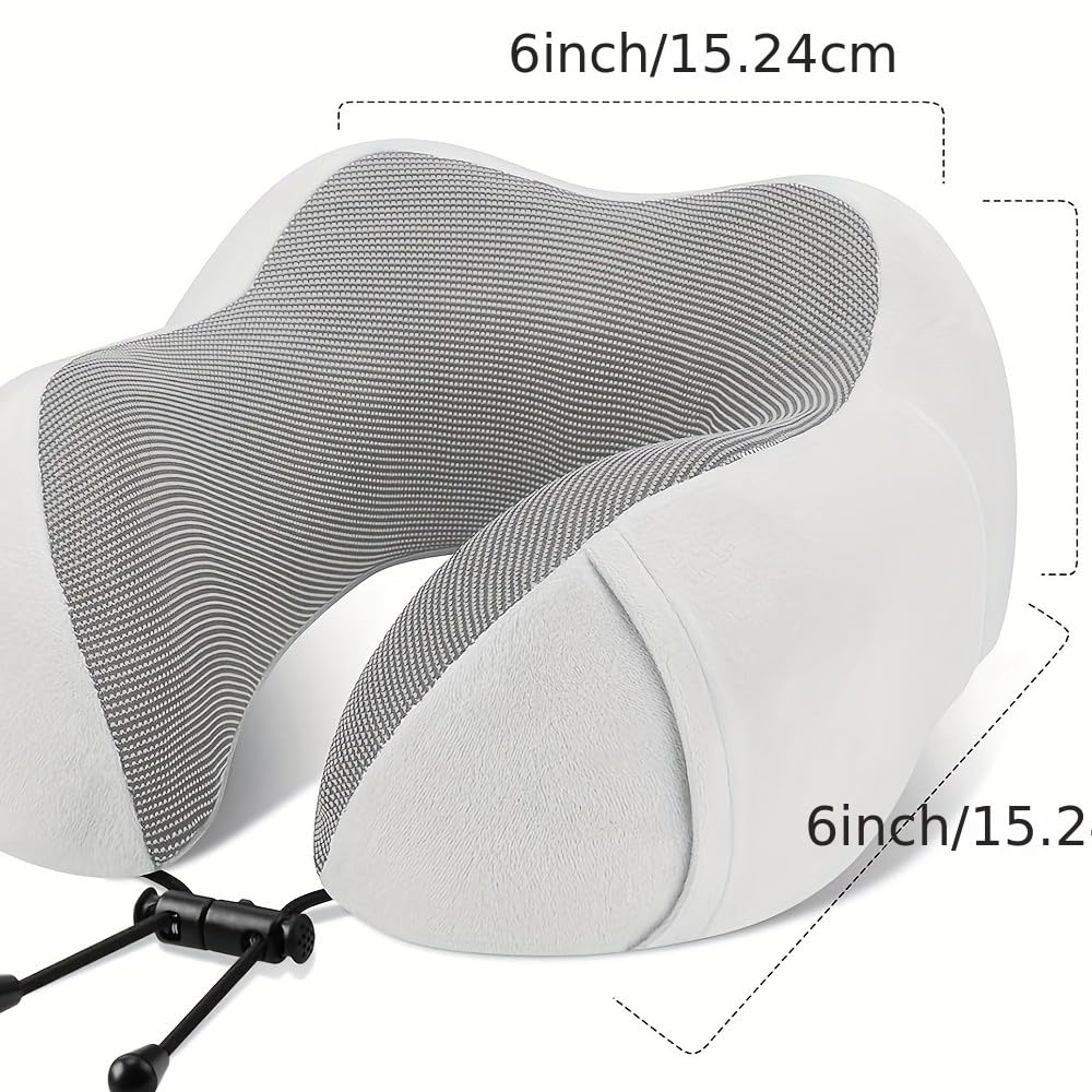 Almohada de cuello de espuma viscoelástica para viajes y dormir, portátil y cómoda para uso en avión y coche