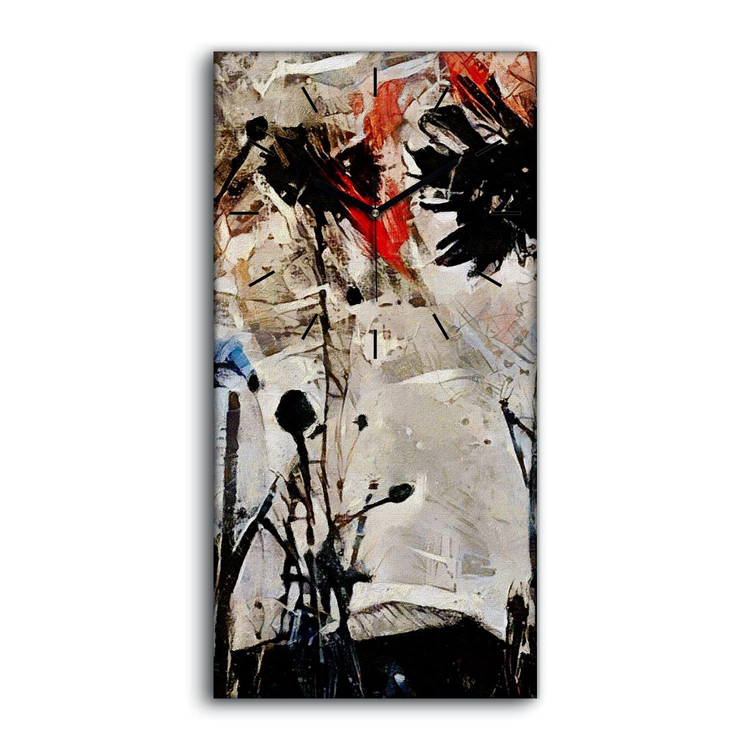 Horloge sur Toile Fleur Abstraite Décoration Murale Chic pour Ambiance Salon Moderne