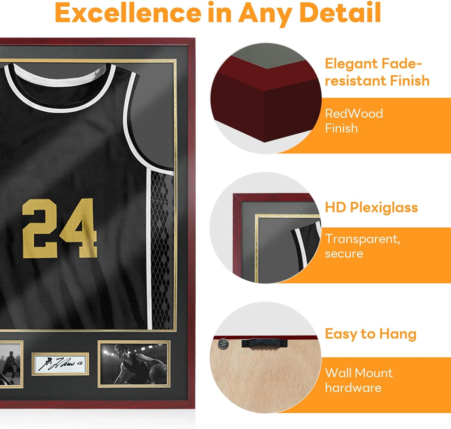 Football Jersey Frame Display Case,Jersey Shadow Box with 98% UV Protection Acrylic,Two Photos and Signature,Display Frame for Sport Basketball Hockey Baseball Shirt Uniform,Red