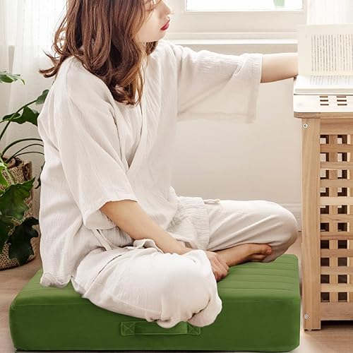Miniatura 6 de MeMoreCool Cojín cuadrado de piso para sentarse para adultos y niños, gran cojín de meditación con espuma gruesa y cubierta capitonada suave, cojín