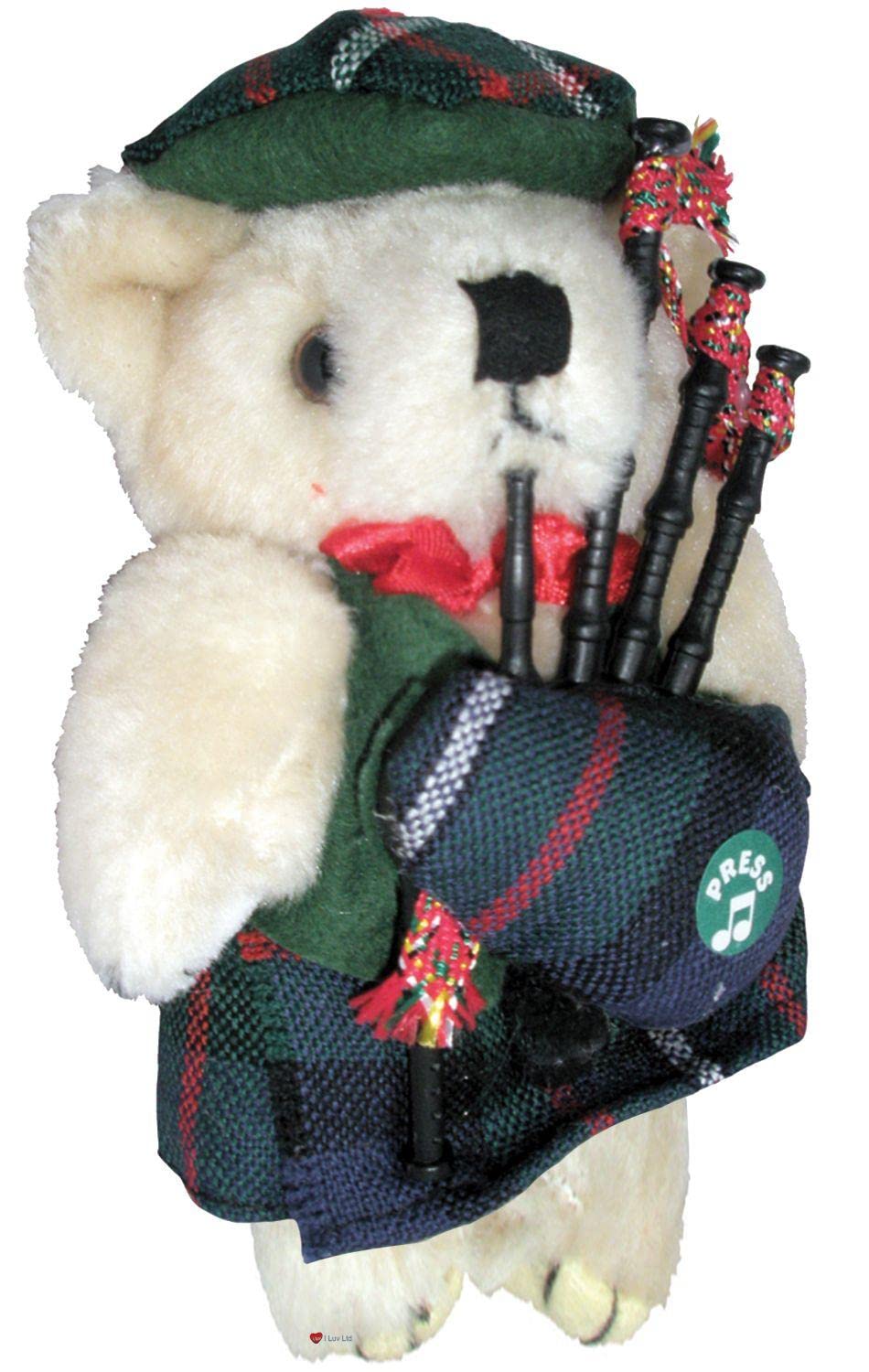 I Luv Ltd Brown Musical Figurine Teddy Bear Scottish Gift For Ferguson Tartan Clan, Made In Scotland