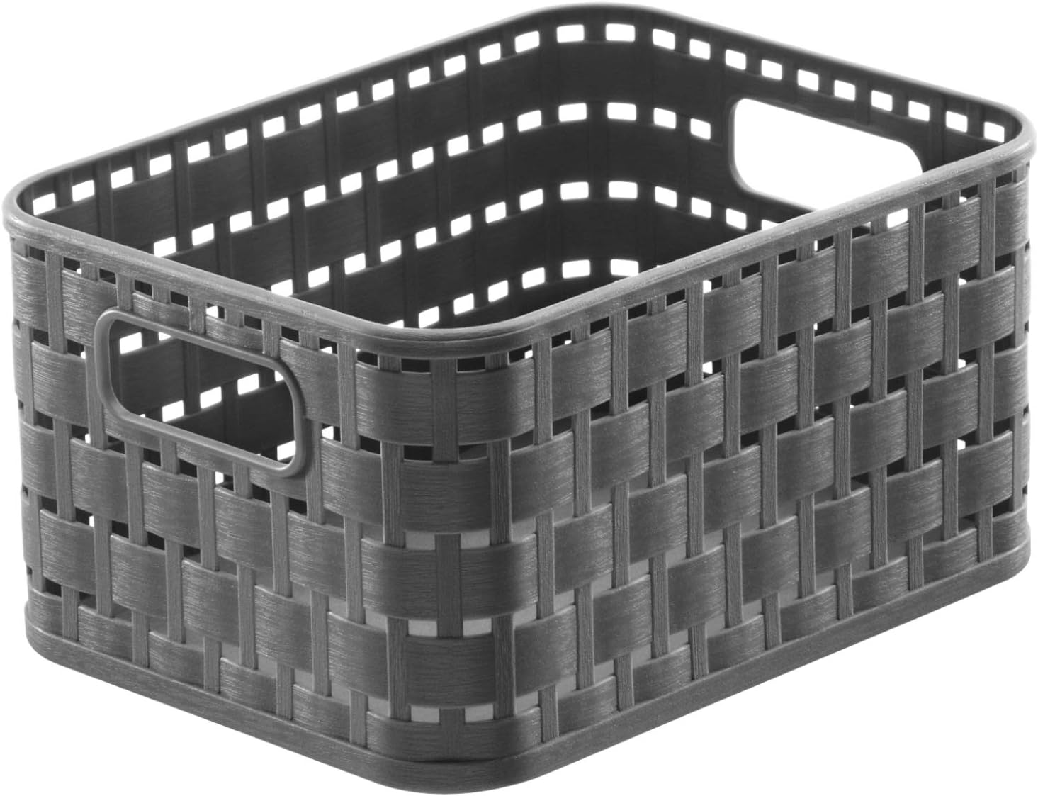 Rotho Country Storage basket 2 l in rattan-look A6, Plastic (PP) BPA-free, anthracite, A6/2l (18,3 x 13,7 x 9,8 cm)