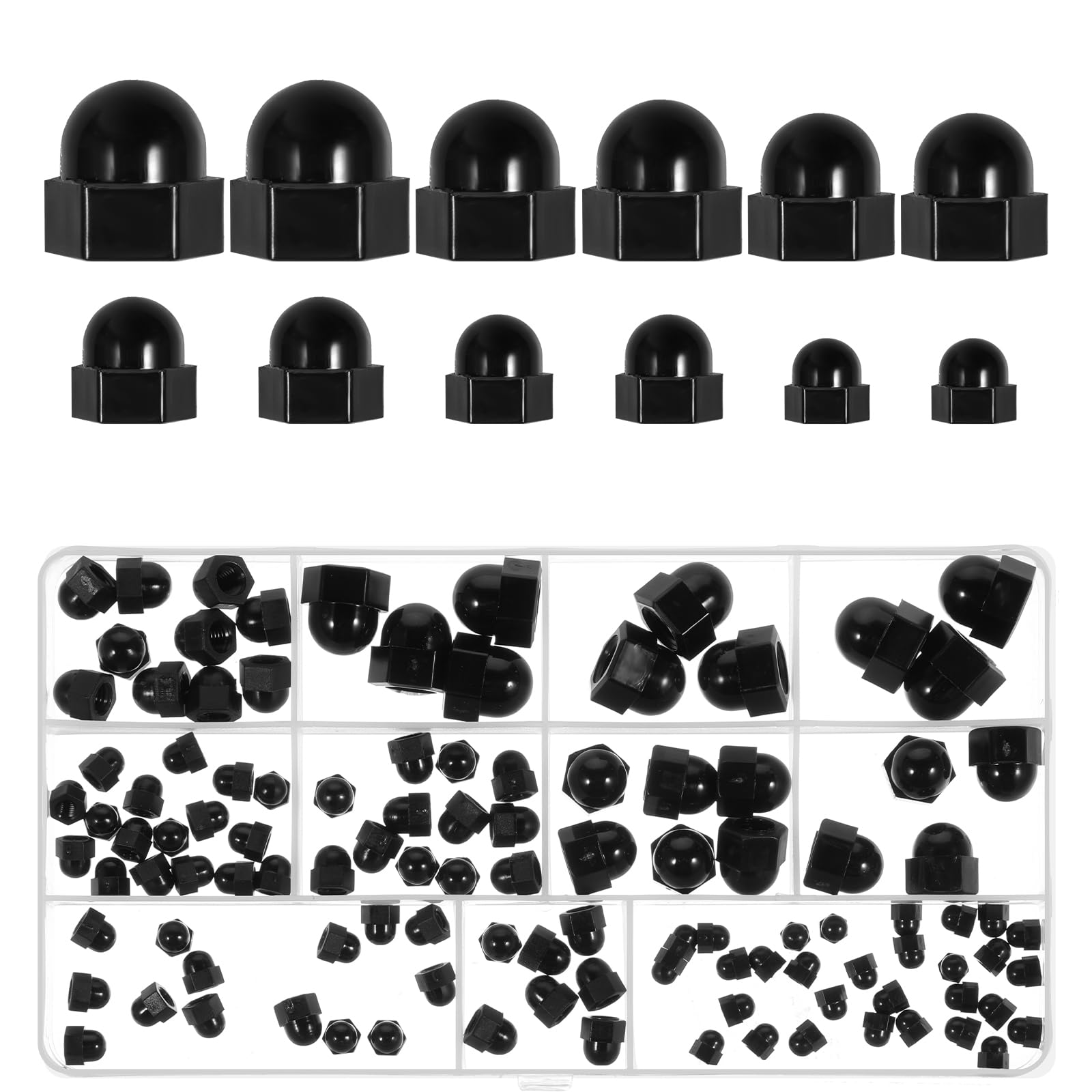 175 Stück Hutmuttern Set - Sechskant Hutmuttern Aus Kohlenstoffstahl M3-M12