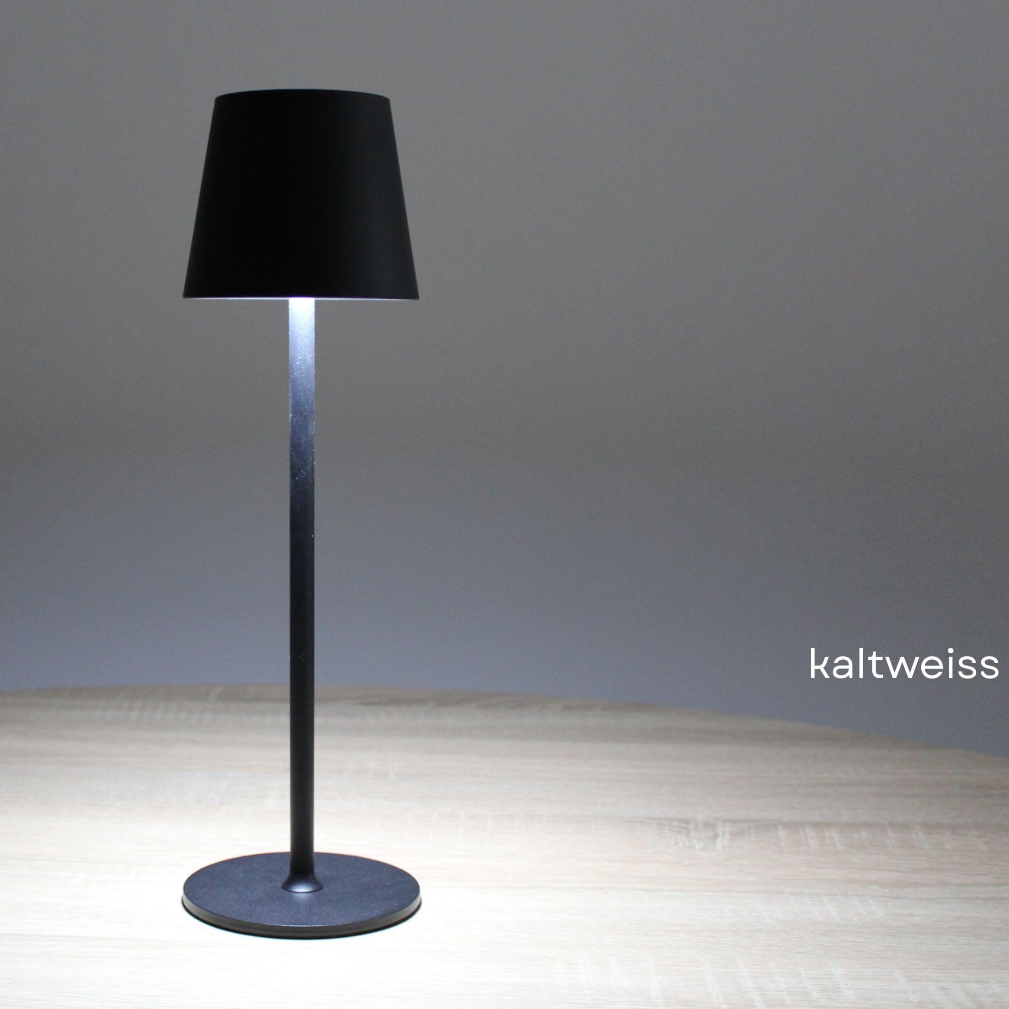 Nell LED Tischlampe Kabellos | 1800mAh Akku Wiederaufladbar | USB-C Ladeanschluss | IP54 Wassergeschützt | Dimmbar & 3 Farbtemperaturen | Für Indoor & Outdoor (BLACK, 8, LED)