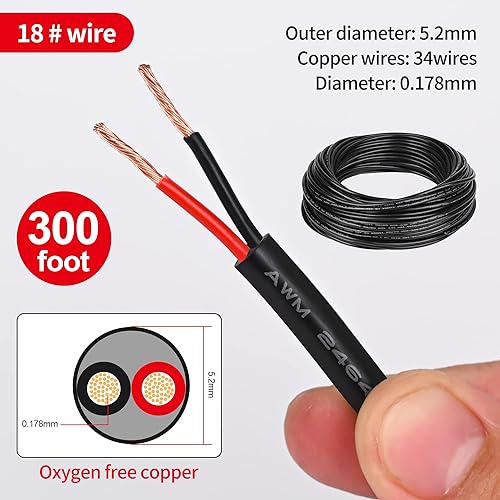 Miniatura 65 de Lesnlok Cable eléctrico calibre 20 AWG con 2 conductores de cobre puro, libres de oxígeno, trenzados, de cloruro de polivinilo, estañados