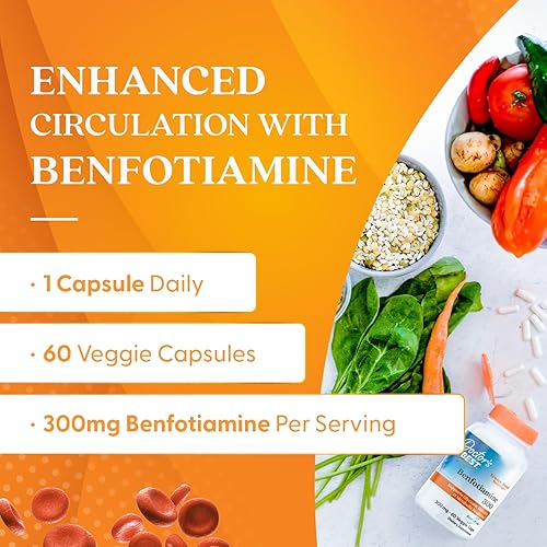 Vista 10 de Doctor's Best Benfotiamine 300 with BenfoPure, Helps Maintain Healthy Glucose Metabolism, Non-GMO, Vegan, Gluten Free, Soy Free, 300 mg, 60 Veggie
