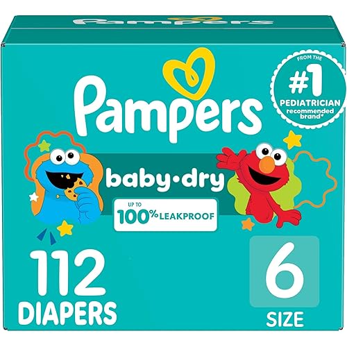 Pampers Diapers - Baby Dry - Size 6, 112 Count, Absorbent Disposable Infant Diaper (Packaging May Vary)