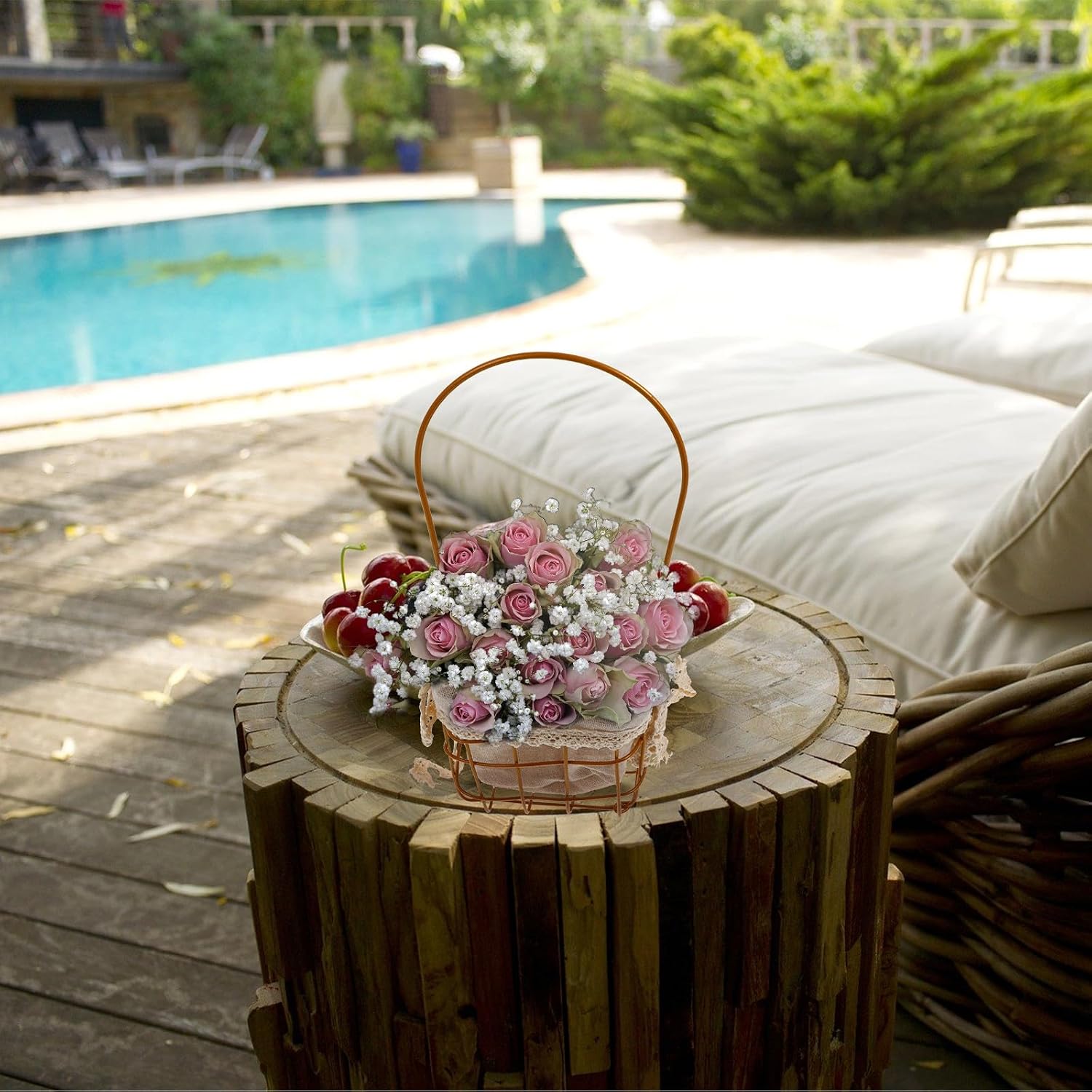 NUOBESTY Handheld Iron Flower Basket with Handle Gold Square Decorative Planter Basket for Wedding Ceremony and Flower Arrangement for Party Supplies image 5