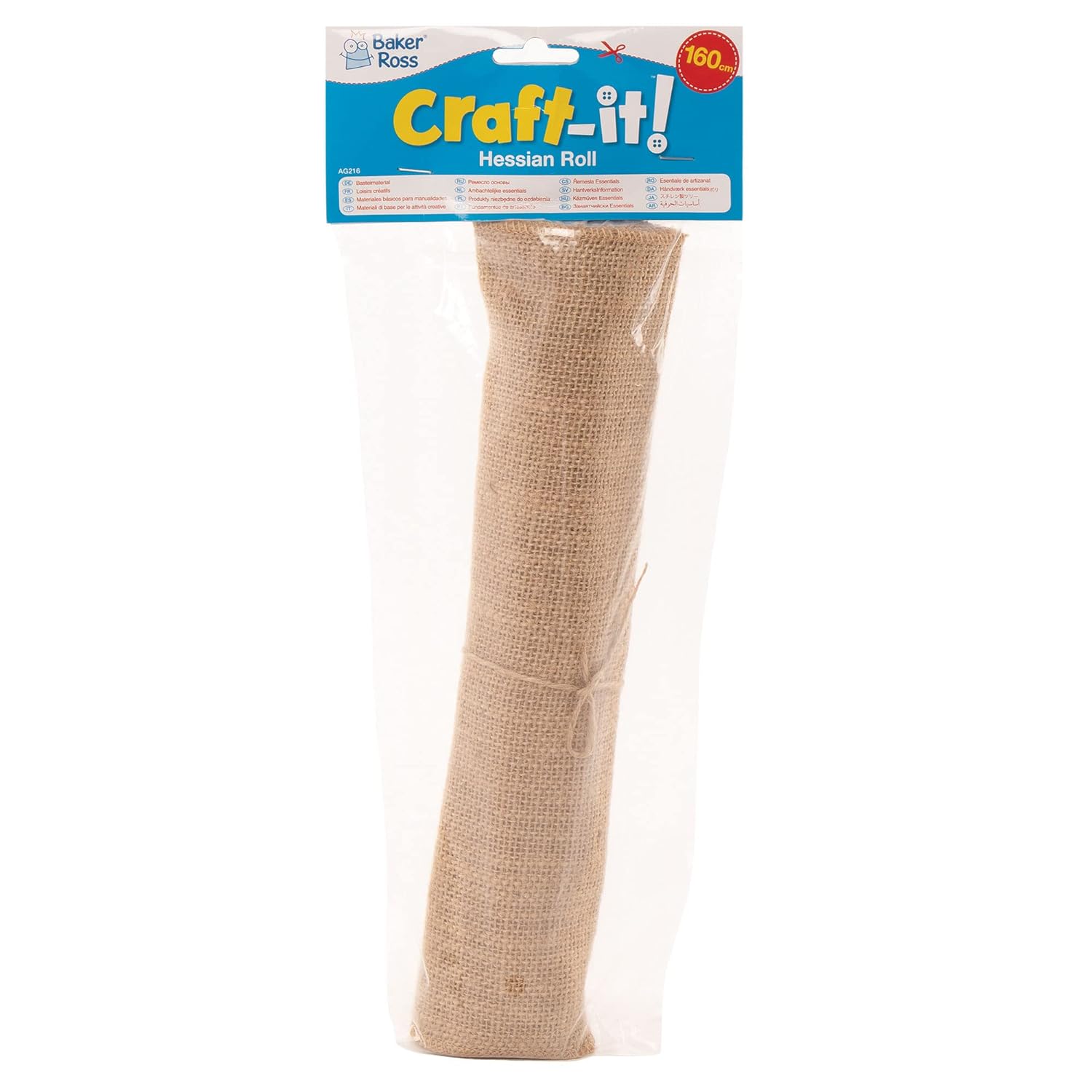 Baker Ross AG216 Hessian Roll 30cm x 160cm, Natural Crafting Materials for Kids Arts Activities, Great for Decorating Models or Adorning Collages
