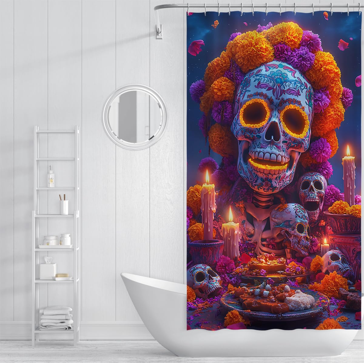Tende Doccia Teschio Zucchero Messicano Day of The Dead 200x200cm