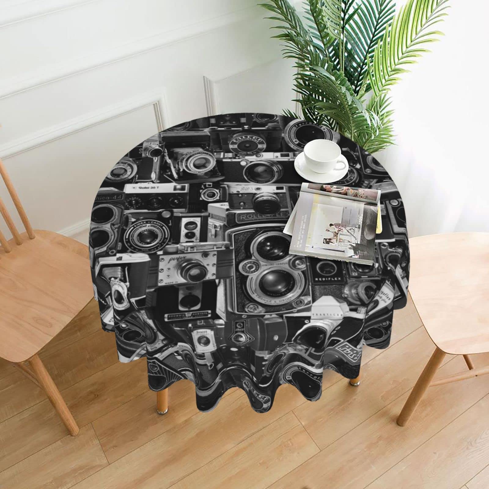 Nappe ronde appareil photo anti-tache en polyester 152 cm pour effacer le stress du nettoyage
