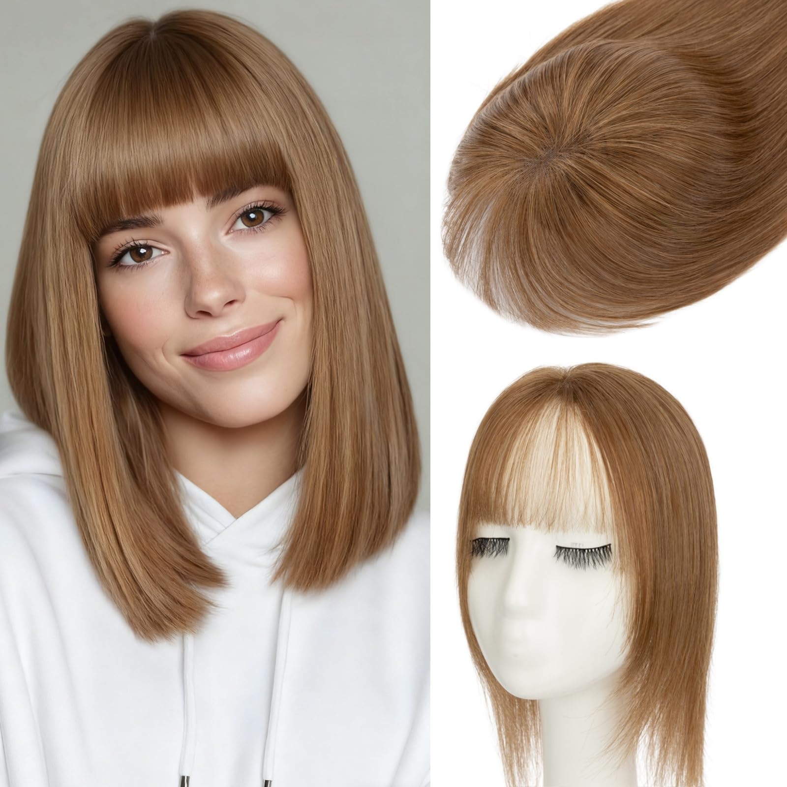 Photo 1 of Rich Choices Human Hair Topper with 3D Bangs