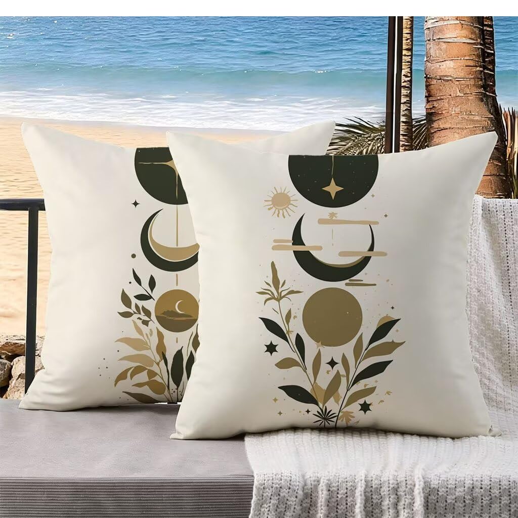Coussin Canape Lune Velours Abstrait 60x60 de Decoration Jardin Exterieur Impermeable