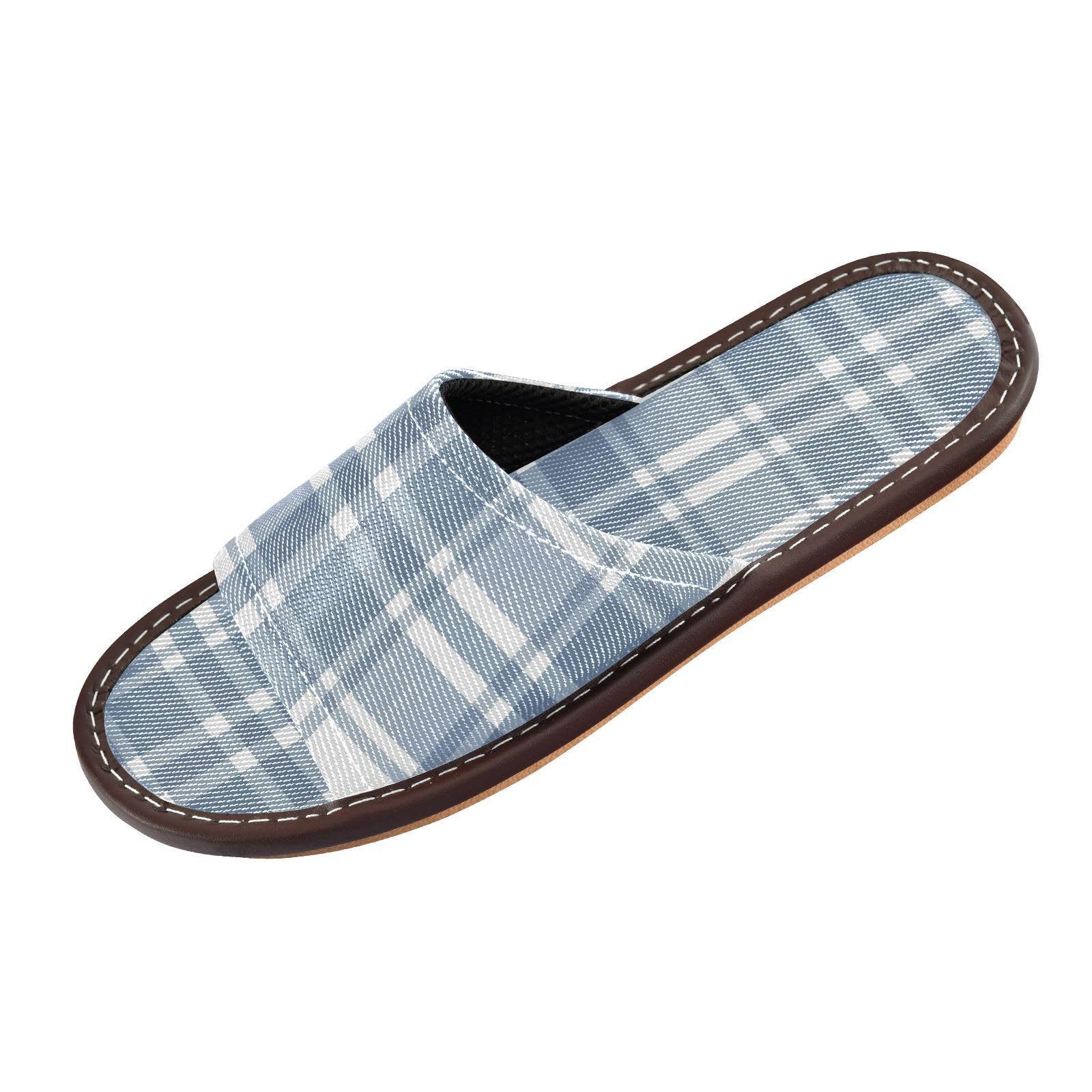 GuoChe Beach Sandals for Travel Airplane Hotel Spa Slippers Indoor Reusable Cozy Light Blue Plaid Tartan