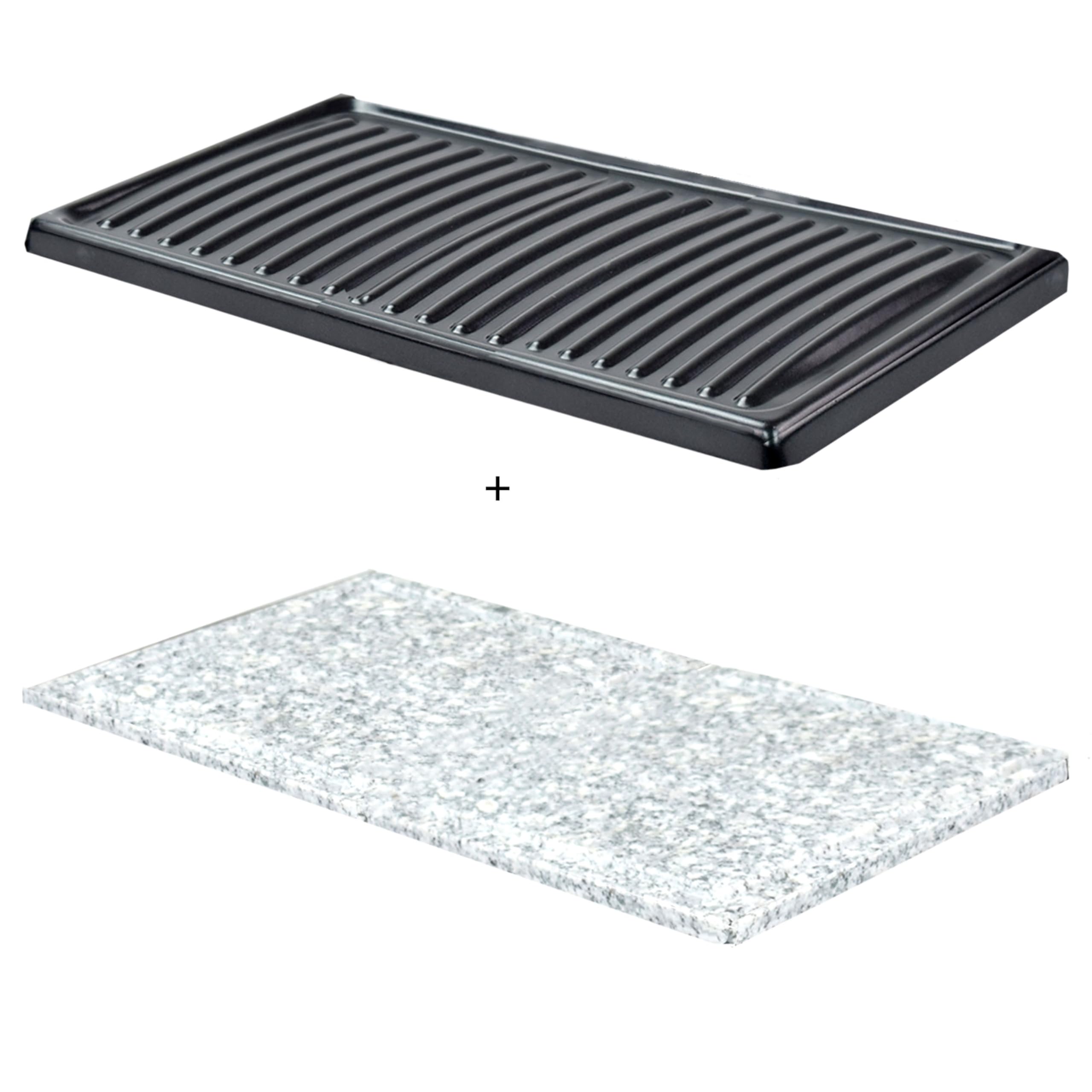 Syntrox Germany 2er Platten-Set für Raclette Gent | Grillplatten | Steinplatte, Einfache Reinigung, Raclette-Zubehör, Natursteinplatten, für genussvolle Abende