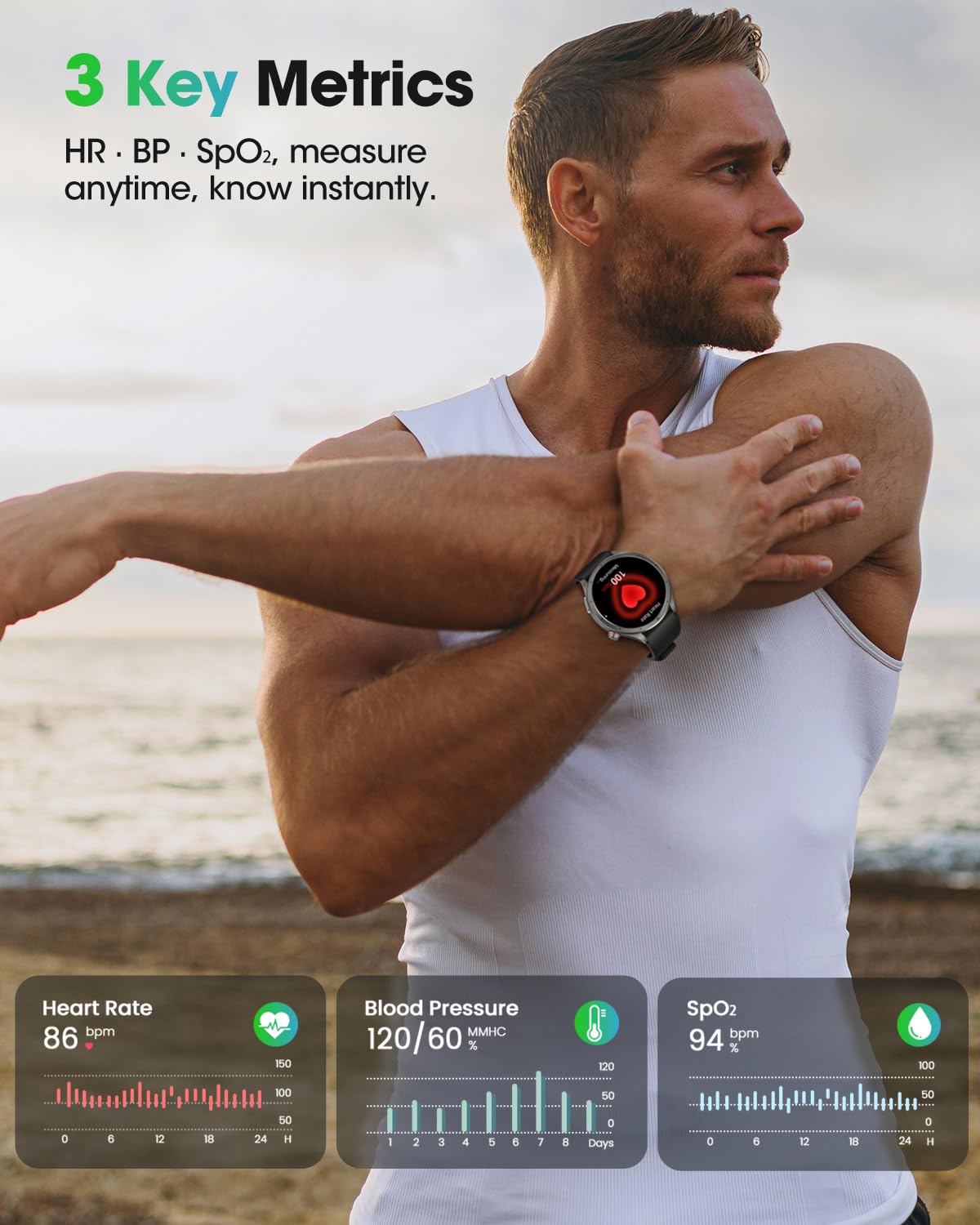 Smartwatch Uomo con ECG, VFC, Micro-Check-up, Pressione Sanguigna, AI-GPT | 1,53" Orologio Fitness con 24H Sonno/Cardio/SpO2, 120+ Sport, 5ATM, Torcia, Chiamata SOS, Notifiche Messaggi Android iOS Nero