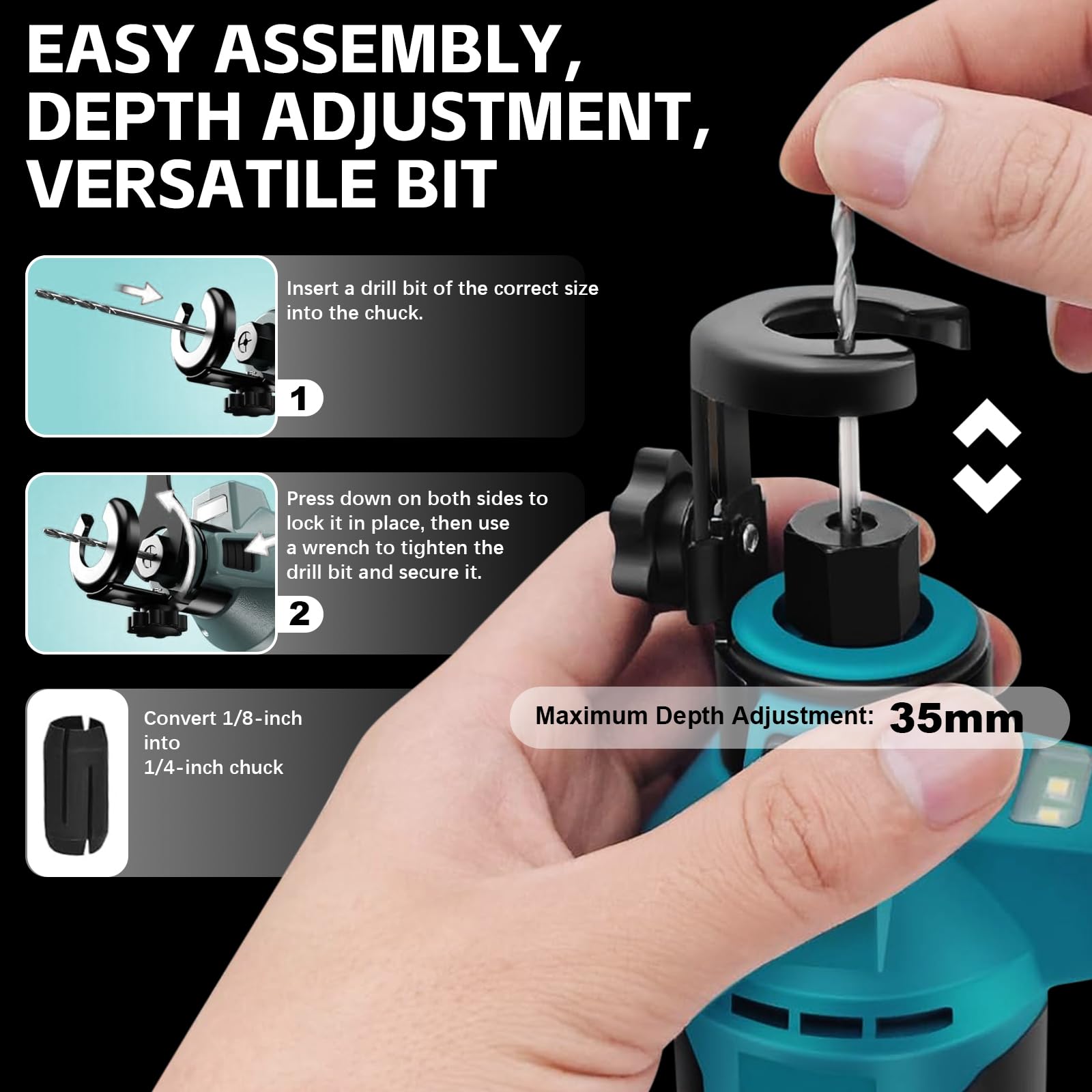 Affleureuse Sans Fil pour Makita 18V, Coupe Placo Cloison Sèche | Fraiseuse avec 3 vitesses jusqu'à 30000 tr/min, LED et profondeur réglable pour découpe précise des plaques de plâtre