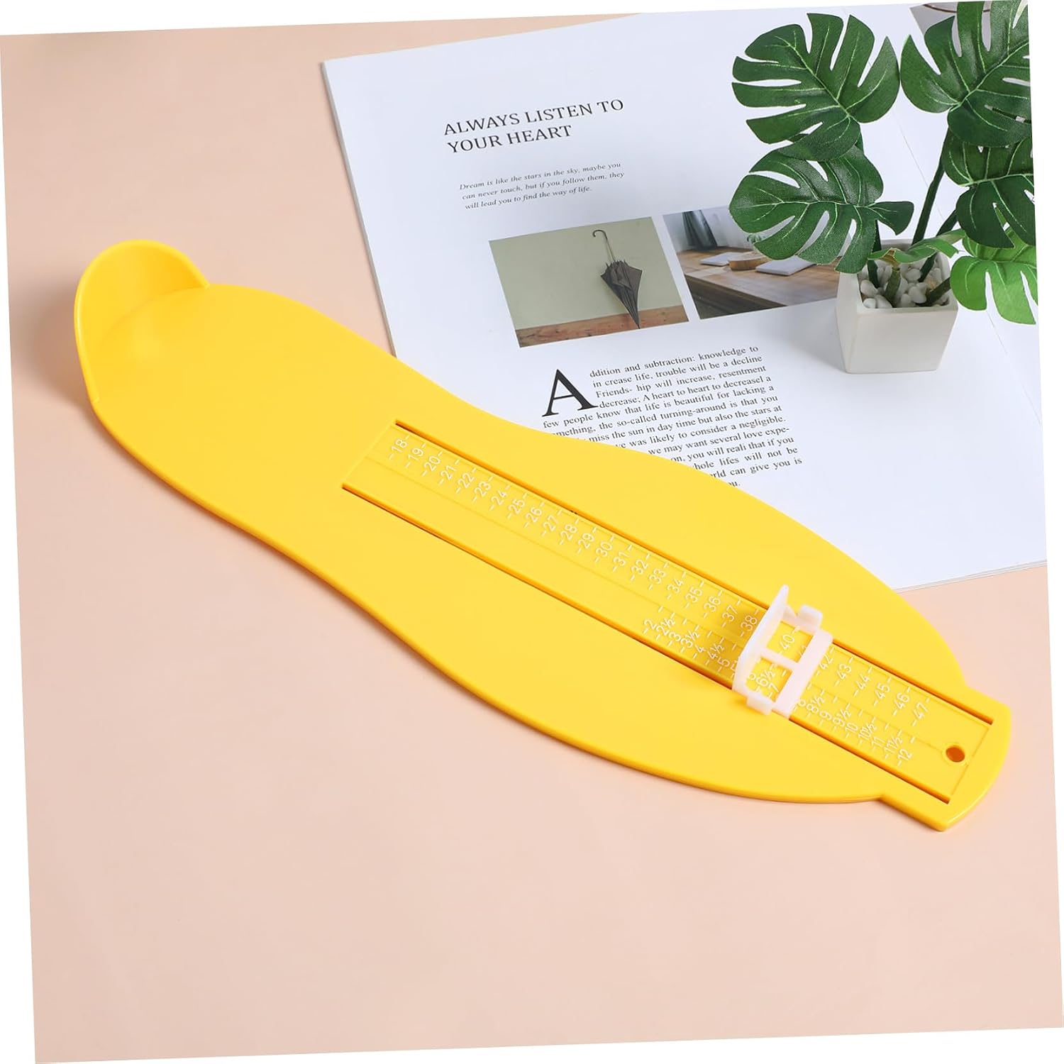 Adult Foot Measurement Gauge for Shoe Size, ABS Yellow Measuring Device