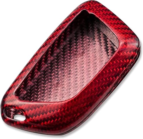Funda protectora de llavero de fibra de carbono para Chevrolet Corvette C8 2020 2021 (rojo)