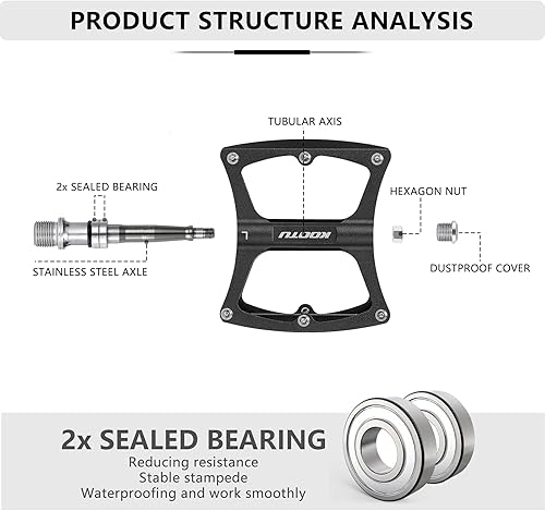 Miniatura 5 de SAVADECK Pedales de bicicleta, pedales de bicicleta de 916 pulgadas para bicicleta de montaña, pedales de aleación de aluminio, pedales de bicicleta