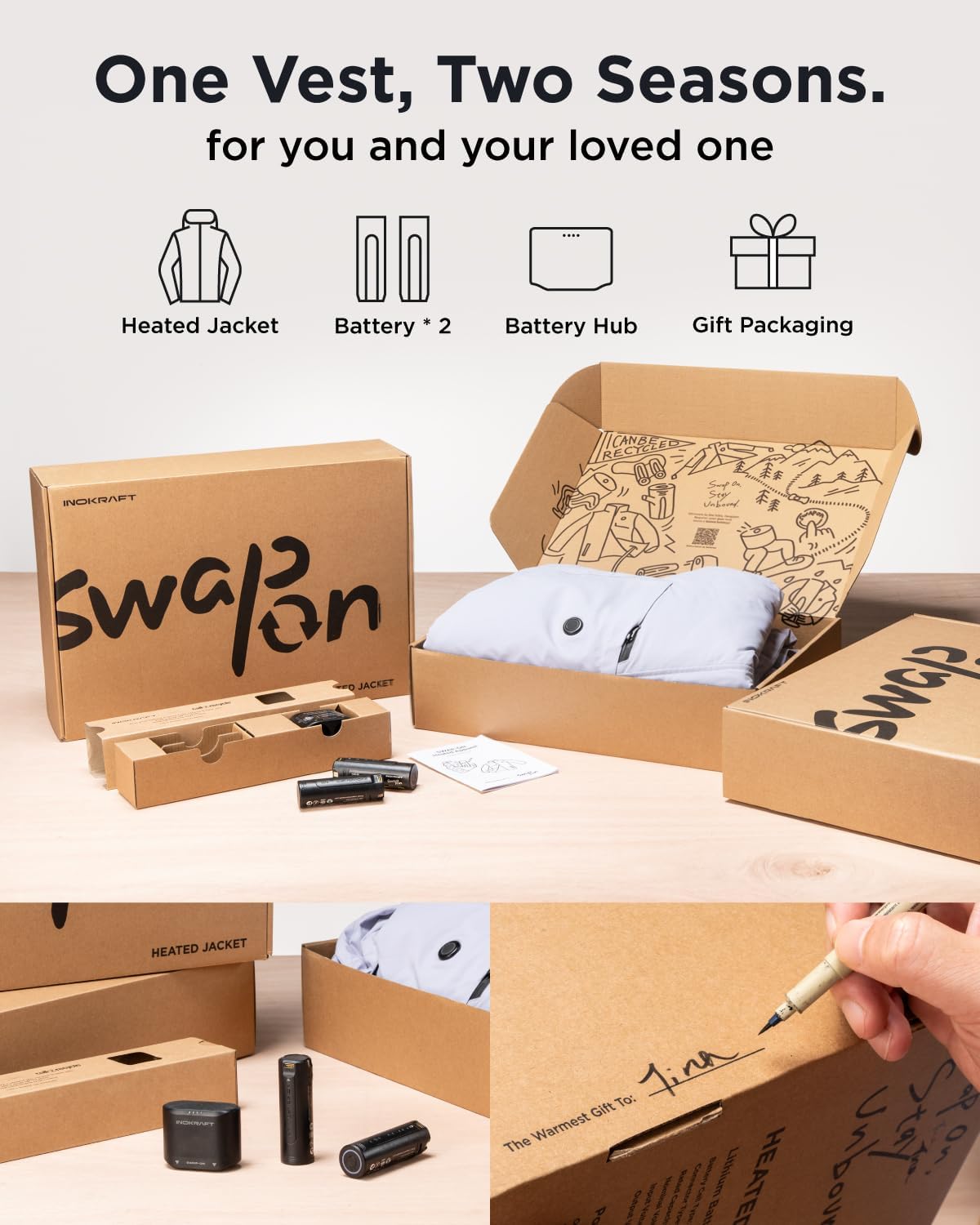 InoKraft Heated Jacket for Women with Rechargeable Battery Pack, Water-Resistant Slim Heated Coat(Included USB-C Cable) - Image 8