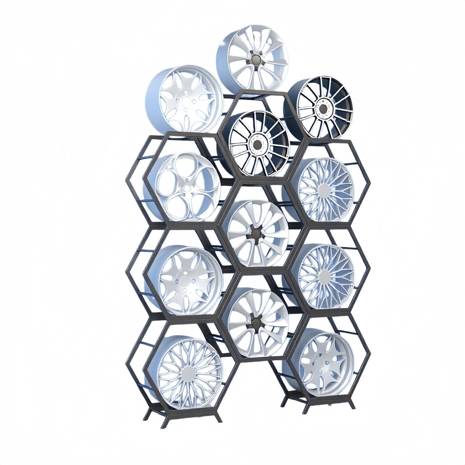 AKFNCJE Adjustable Car Rim Display Rack, Freely Combinable Rim Storage Rack