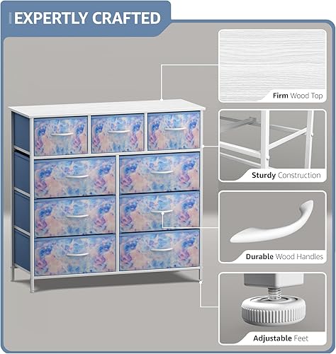 Miniatura 4 de Sorbus - Cómoda para niños con 9 cajones, mueble de almacenamiento en torre para dormitorio, pasillo, armario, organización de oficina, marco de
