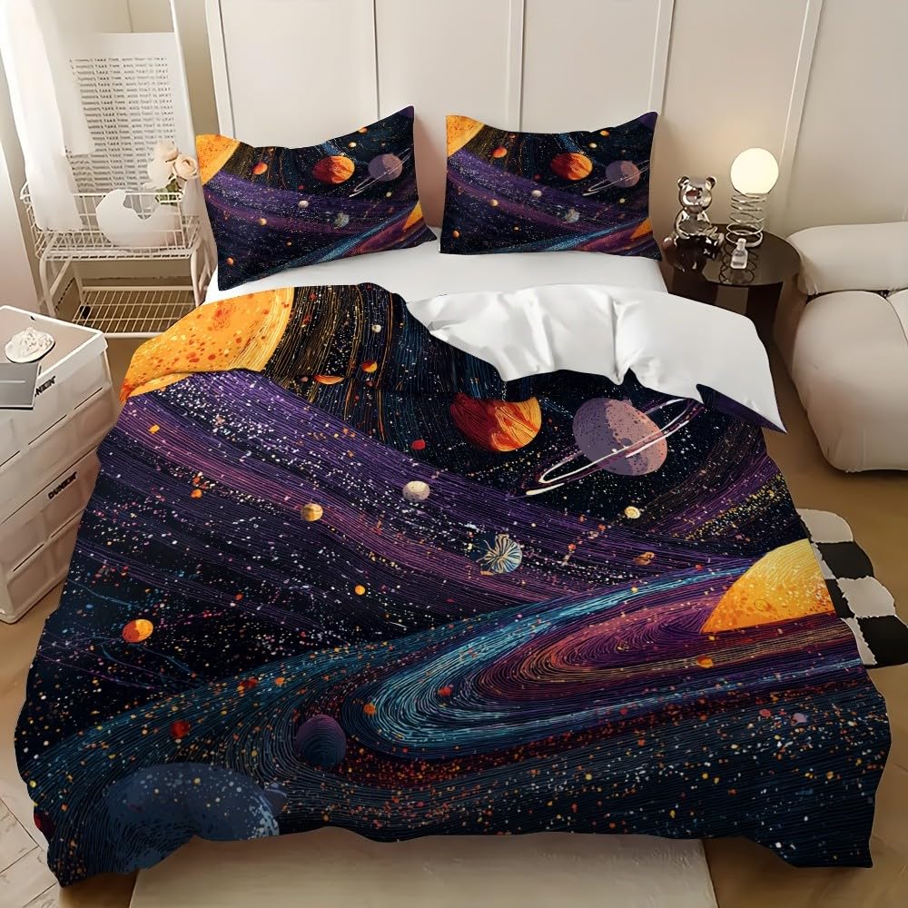 Housse de couette 200x200 cm facile à border avec fermeture éclair pour chambre enfant et ado