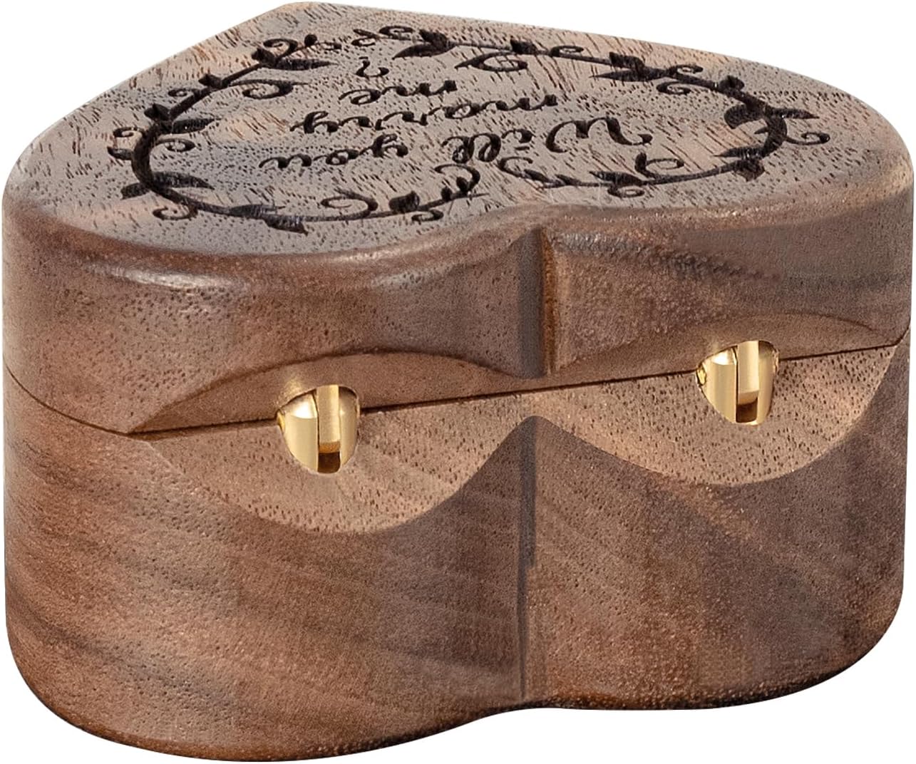 Engagement Proposal Ring Box Secret Slim Hidden Wooden Heart Shaped Engraved Case Ring Bearer Box Holder (Will you marry me) - Image 6