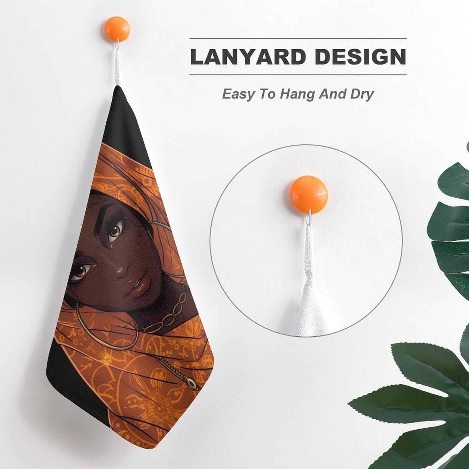 African A-mericans Pretty Women Hand Towels for Bathroom Kitchen Towels Small Towel Handkerchiefs with Hanging Loop 4PCS