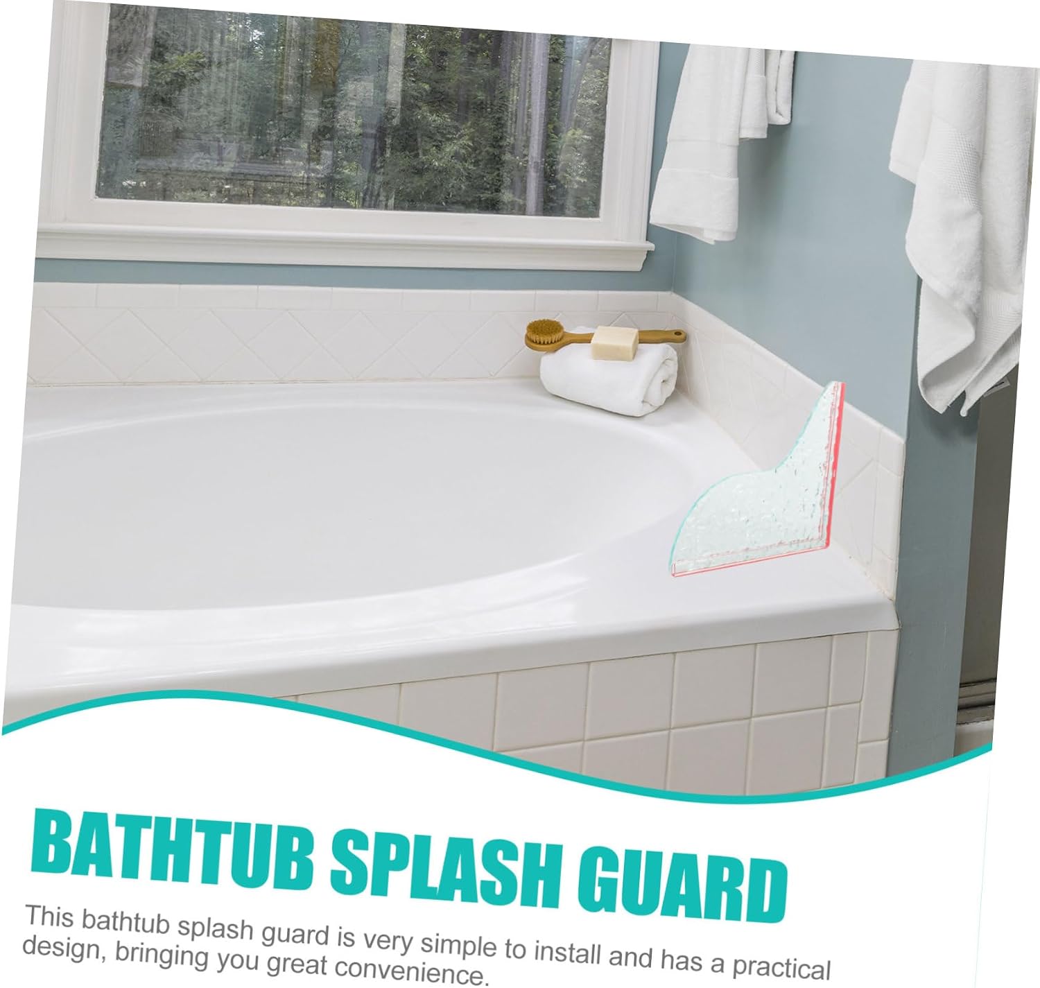 Bathtub Corner Splash Guard Acrylic Edge Protector for Washbasin and Shower Easy to Install Design for Preventing Water Splashing Pattern