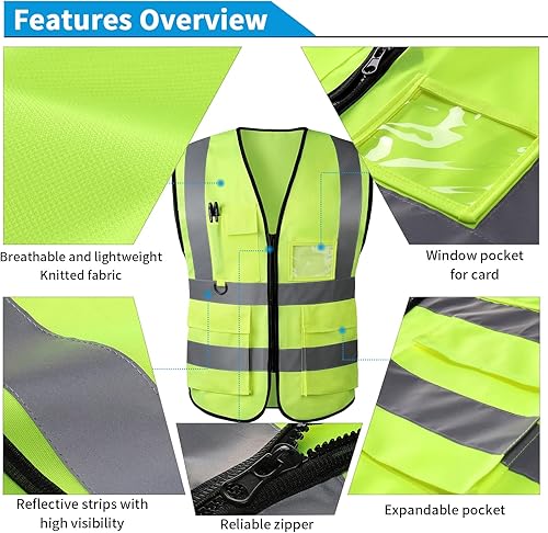 Miniatura 2 de Chaleco reflectante de seguridad cumple con ANSI 2 clase chaleco de neón transpirable chaleco de alta visibilidad para exteriores