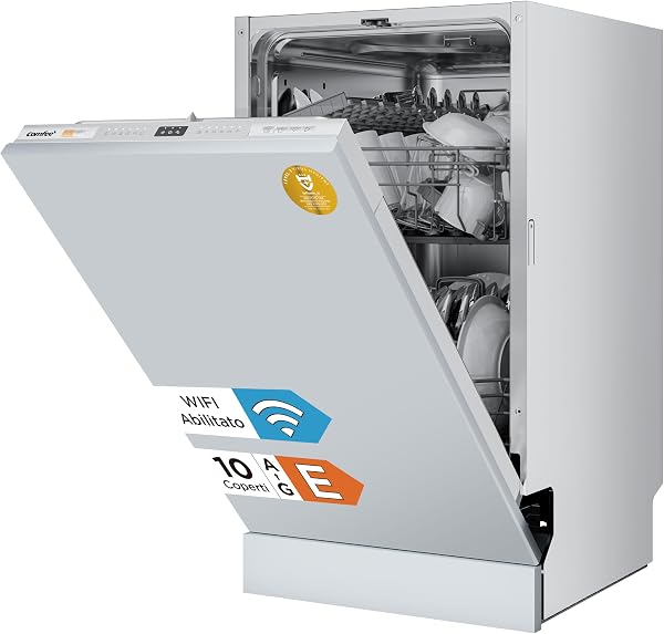 COMFEE' CDWEB914S-W Lavastoviglie da Incasso con 10 coperti, 8 Programmi, di avviamento ritardato, Funzione di Mezzo Carico, cloud wash, Asciugatura Extra - Inox - 2
