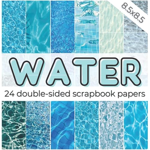 WATER: Scrapbook collection inspired by water sports | Paper set for creative crafts | Papers with ocean, sea, rivers, pool and beach patterns | ... lovers | Summer and vacation collection