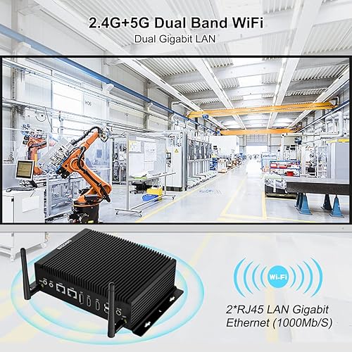 Miniatura 6 de BASOARO PC sin ventilador, Mini PC industrial Core i7 10810U, 64GB RAM 512GB SSD, Gigabit Ethernet, 2 RS232 COM, 2HD DP Triple Display, 6 USB, WiFi