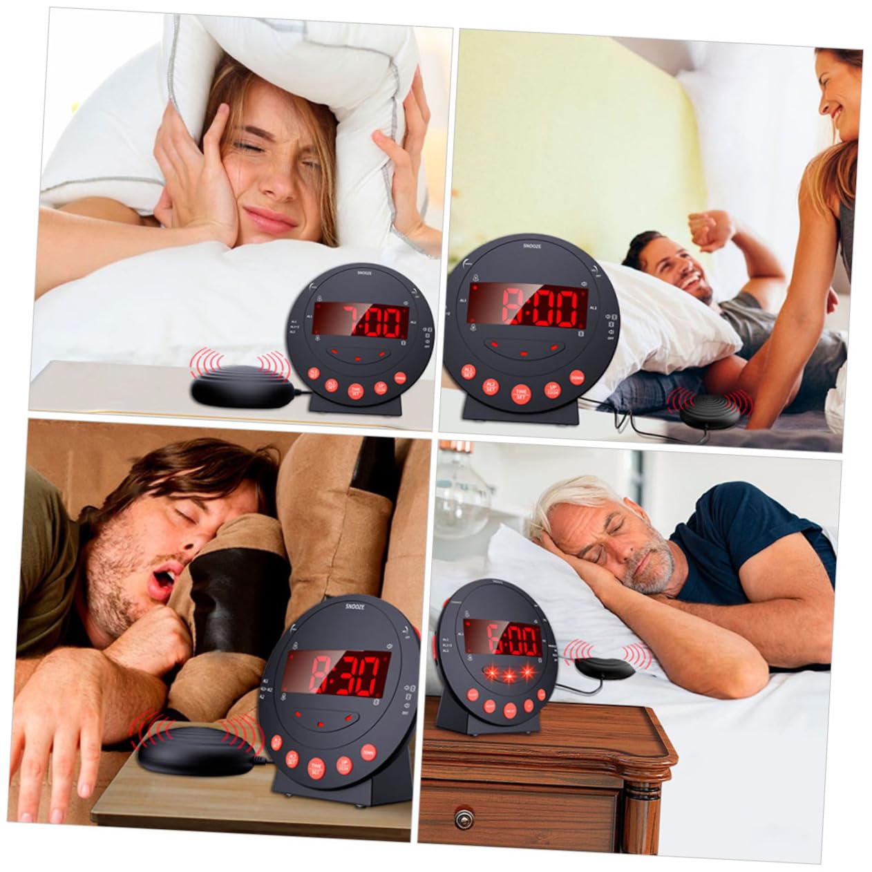 Cabilock Digitaler Vibrationswecker für Gehörlose und Schwerhörige mit Starker Vibration und Einstellbarer Lautstärke Inklusive USB Kabel für Einsatz im Bett