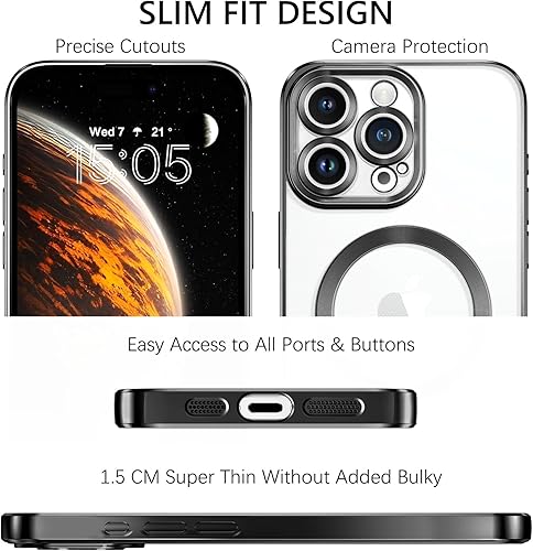 Miniatura 8 de BENTOBEN Funda compatible con iPhone 15 Pro, funda para iPhone 15 Pro con MagSafe, transparente, chapada magnéticamente, delgada, a prueba de