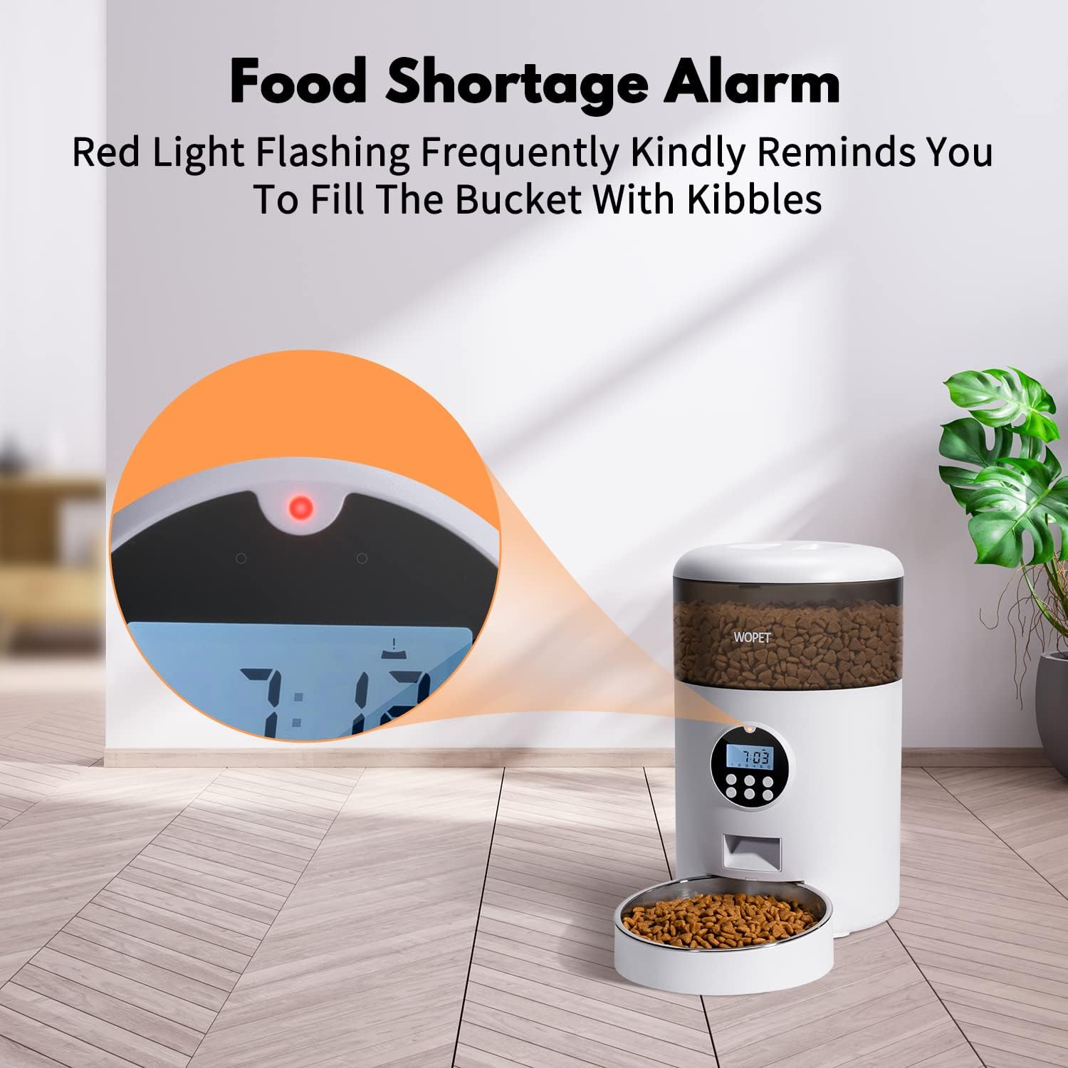 Pet Supplies : WOPET 4L Automatic Cat Feeder,Timed Dog Feeder Pet Food Dispenser with Desiccant Bag for Dry Food,Programmable Portion Control & Voice Recorder for Small / Medium Pets (4L, Grey) : 