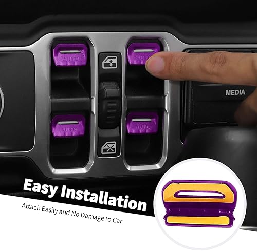 Miniatura 6 de Jimen Cubierta de botón para ventana JLJT, paquete de 4 cubiertas para interruptor de ventana, accesorios interiores compatibles con Jeep Wrangler