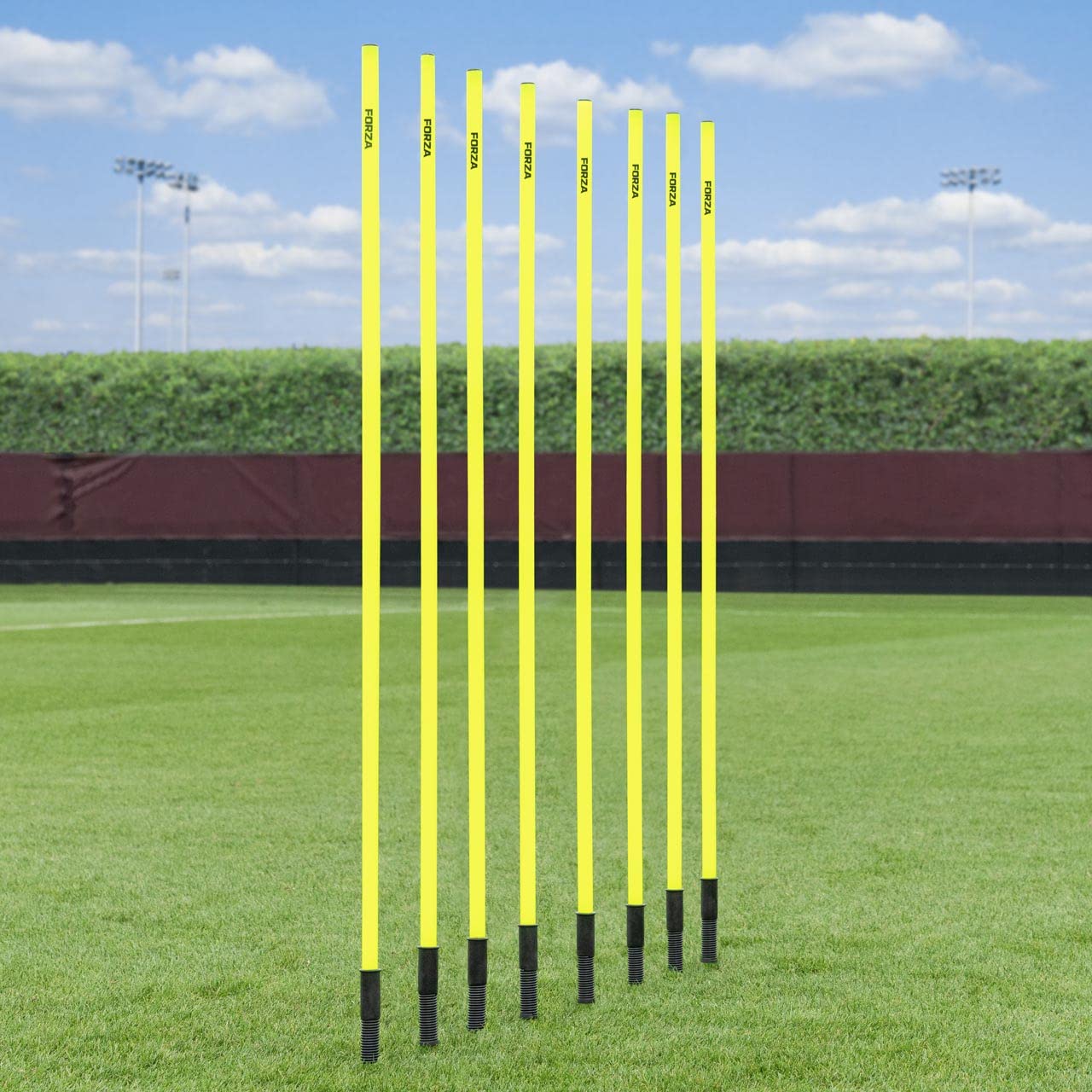 FORZA Bastones de Slalom 1,5m o 1,8m con Resorte para Entrenamiento de Agilidad, fútbol y Fitness [Paquete de 8/16]